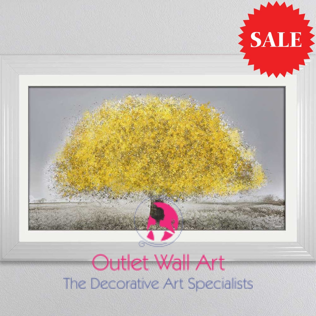 Blossom Tree Lemon Wall Art 114Cm X 75Cm White Stepped Framef Art