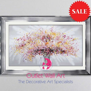 Blossom Tree Multi Colour Wall Art 114Cm X 75Cm Chrome Stepped Frame Art