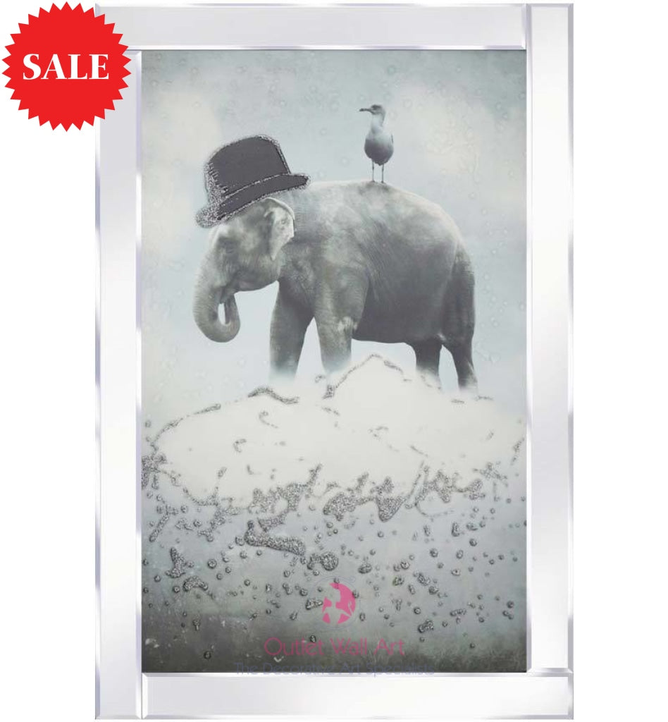 Bowler Hat Elephant Sparkle Art - Outlet Wall Art