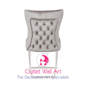 Button Back Cross Leg Dining Chair in Blush Pink, Royal Blue or Silver Grey - Outlet Wall Art