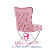 Button Back Cross Leg Dining Chair in Royal Blue, Silver Grey Or Blush Pink - Outlet Wall Art