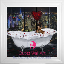 Chrome Stepped Framed Art Print City Girl Glamour Bath 1 Choice Of Frame Colours White