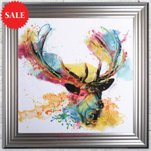 Colourful Stag Wall Art 75cm x 75cm - Outlet Wall Art