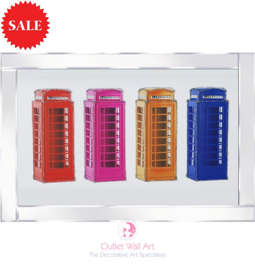 Colourful Telephone Boxes Sparkle Art - Outlet Wall Art