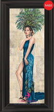 Crystal Peacock Dress in a Mirror Frame 95cm x 33cm - Outlet Wall Art