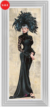 Crystal Peacock Hat Lady in a Mirror Frame 95cm x 33cm - Outlet Wall Art