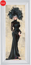 Crystal Peacock Hat Lady in a Mirror Frame 95cm x 33cm - Outlet Wall Art