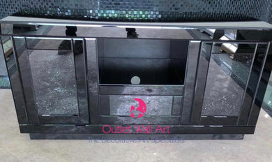 Diamond crush Black TV Entertainment unit 120cm pre order now for July Delivery - Outlet Wall Art