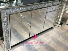 Diamond crush crystal 3 door 3 draw sideboard 144cm wide - Outlet Wall Art