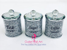 Diamond crush crystal Tea Sugar coffee Canisters with Diamond Crush Tray - Outlet Wall Art