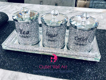 Diamond crush crystal Tea Sugar coffee Canisters with Diamond Crush Tray - Outlet Wall Art