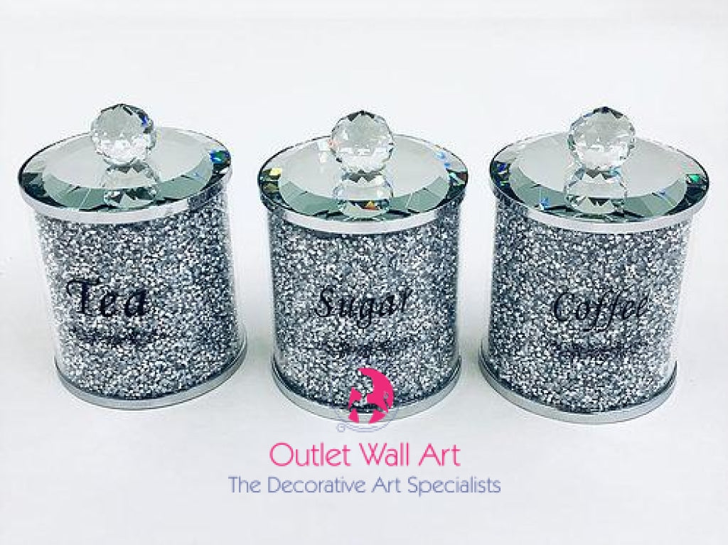 Diamond crush crystal Tea Sugar coffee Canisters - Outlet Wall Art