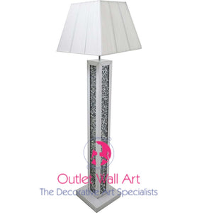 Diamond Crush Floor Lamp In White With White Shade Floor Lamp