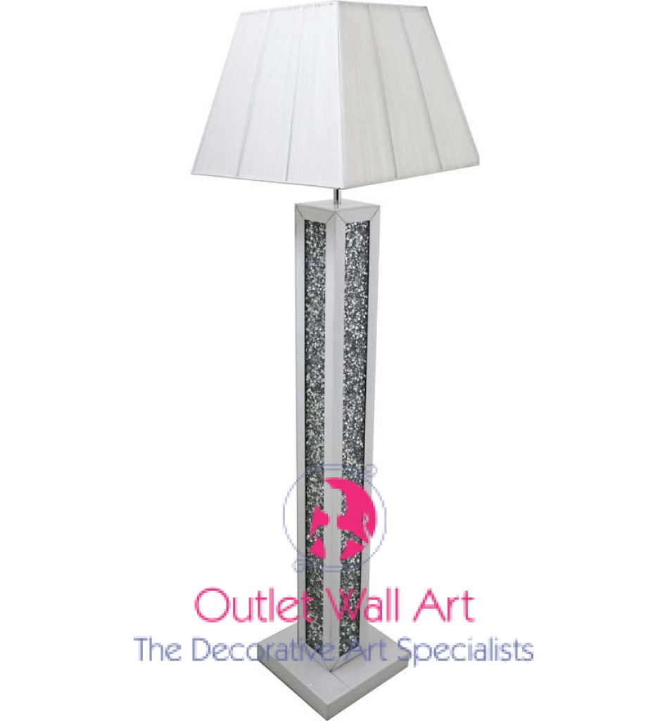 Diamond Crush Floor Lamp In White With White Shade Floor Lamp