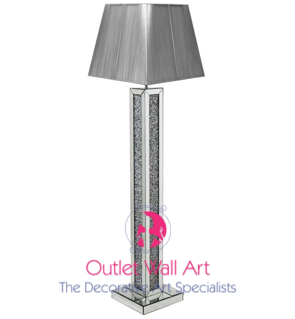 Diamond Crush Floor Lamp With Silver Shade Floor Lamp