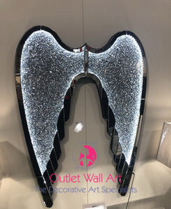 Diamond Crush Led Angel Wing Wall mirror frame 120cm x 90cm - Outlet Wall Art