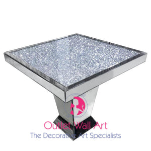 Diamond Crush Mirrored Dining Table 90Cm X