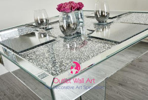 Diamond crush Mirrored Dining Table 100cm x 100cm - Outlet Wall Art