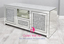 * Diamond Crush Sparkle Mirrored TV Entertainment Unit 130cm IN STOCK - Outlet Wall Art