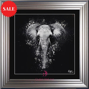 Elephant Pose Liquid Wall Art  75cm x 75cm - Outlet Wall Art