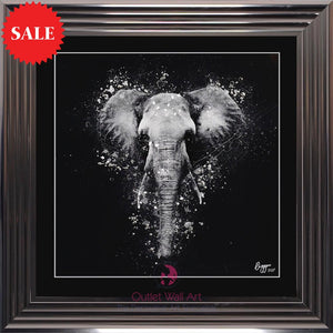 Elephant Pose Liquid Wall Art  75cm x 75cm - Outlet Wall Art