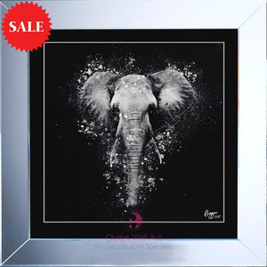 Elephant Pose Liquid Wall Art  75cm x 75cm - Outlet Wall Art