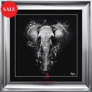 Elephant Pose Liquid Wall Art  75cm x 75cm - Outlet Wall Art