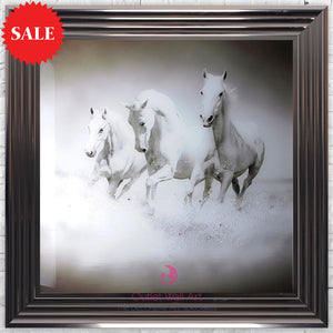 Galloping White Horses Wall Art 75cm x 75cm - Outlet Wall Art