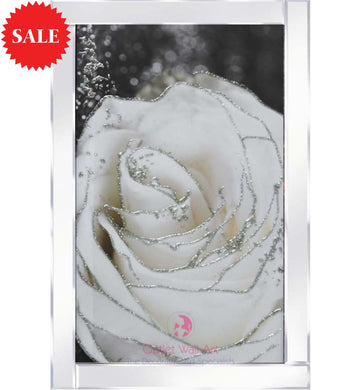 Gltiter White Rose Sparkle Art - Outlet Wall Art
