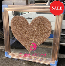 Heart Cluster Wall Art In Rose Gold On A Silver Mirrored Background 75Cm X Gold Stepped Frame