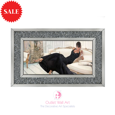 Interior Lady in a Mirror Frame 114cm x 64cm - Outlet Wall Art