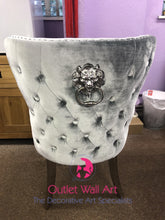 Lion Back Knocker Button Back dining Chair in Silver Grey - Outlet Wall Art