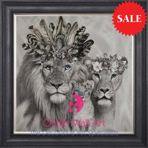 Lion King Queen & Cub Wall Art From £89 Vegas Black Frame / 55Cm X Art