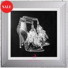 London Feather Shoes Black Wall Art 75cm x 75cm - Outlet Wall Art