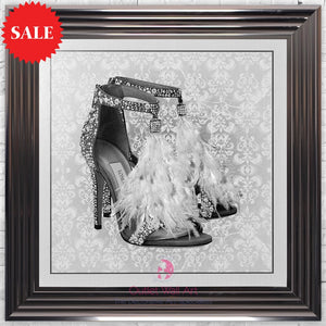 London Feather Shoes White Wall Art 75cm x 75cm - Outlet Wall Art