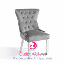 Ring Back Knocker dining Chair in Grey French Velvet - Outlet Wall Art