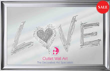Mirror Love Wall Art 1 in Silver on a Silver Mirrored Background 114cm x 74cm - Outlet Wall Art
