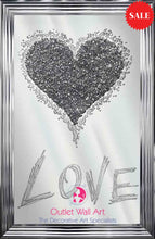 Mirror Love Wall Art 2 in Silver on a Silver Mirrored Background 114cm x 74cm - Outlet Wall Art