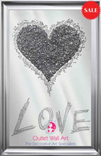 Mirror Love Wall Art 2 in Silver on a Silver Mirrored Background 114cm x 74cm - Outlet Wall Art