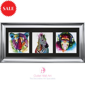 Patrice Murciano Triptych Animals Wall Art 115cm 55cm - Outlet Wall Art