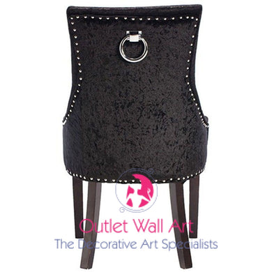 Ring Back Knocker dining Chair in Black French Velvet - Outlet Wall Art