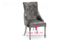 Ring Back Knocker dining Chair in Pewter Grey French Velvet - Outlet Wall Art