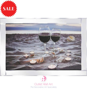 Romantic Drinks by the Sea Sparkle Art - Outlet Wall Art