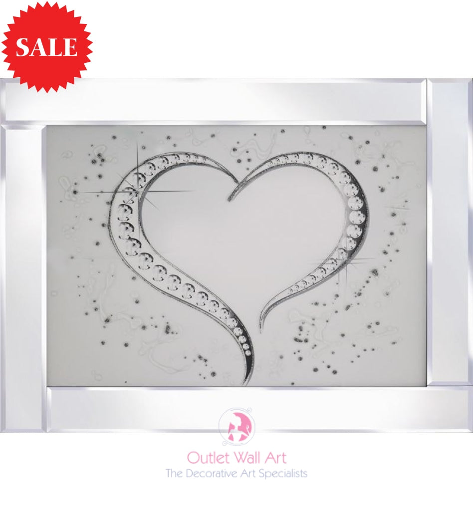 Silver Glitter Heart Sparkle Art - Outlet Wall Art