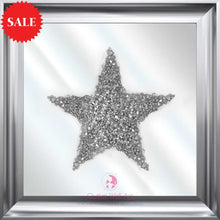 Silver Star Cluster Wall Art in Silver on a Silver Mirrored Background 75cm x 75cm - Outlet Wall Art