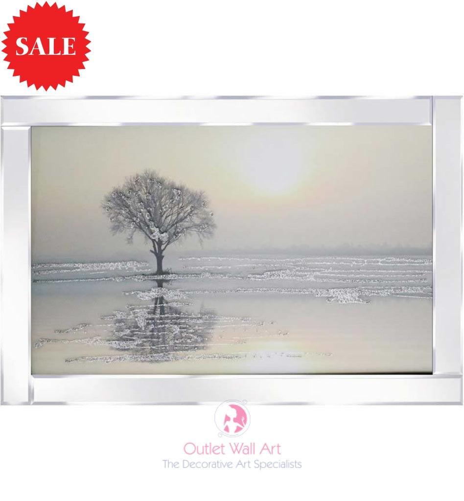 Sunset Tree by the Lake Sparkle Art - Outlet Wall Art