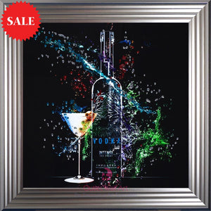 Vodka Bottle Splash Wall Art 75cm x 75cm - Outlet Wall Art