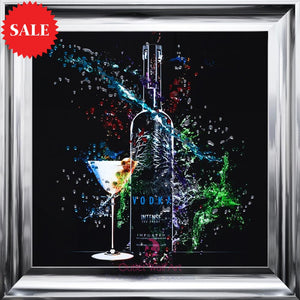 Vodka Bottle Splash Wall Art 75cm x 75cm - Outlet Wall Art