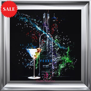 Vodka Bottle Splash Wall Art 75cm x 75cm - Outlet Wall Art