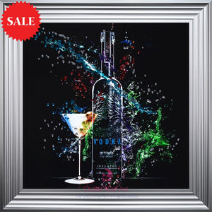 Vodka Bottle Splash Wall Art 75cm x 75cm - Outlet Wall Art